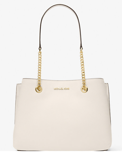 Teagan Large Pebbled / Logo Leather Shoulder Bag
