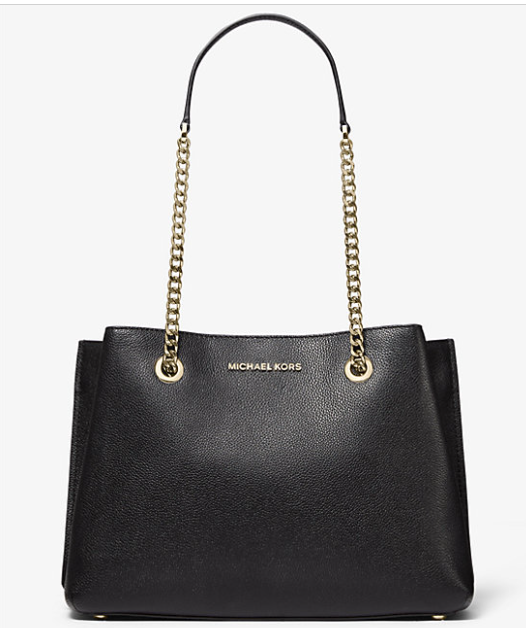 Teagan Large Pebbled / Logo Leather Shoulder Bag