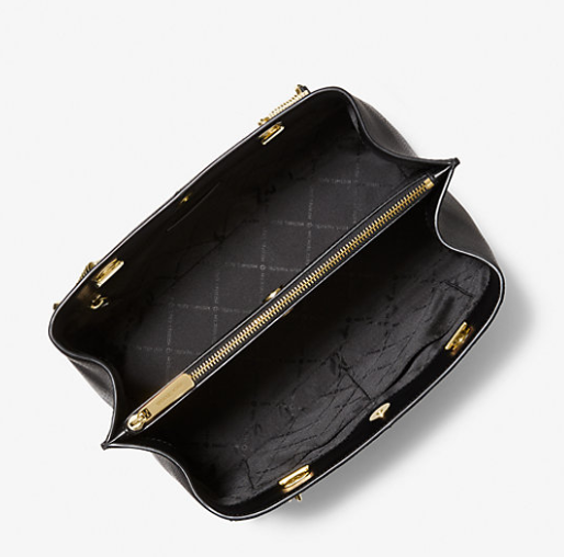 Teagan Large Pebbled / Logo Leather Shoulder Bag