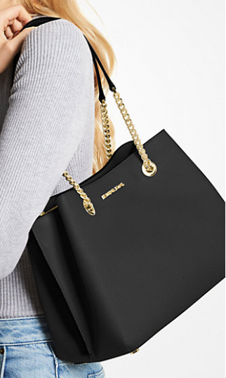 Teagan Large Pebbled / Logo Leather Shoulder Bag