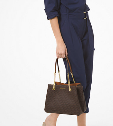 Teagan Large Pebbled / Logo Leather Shoulder Bag