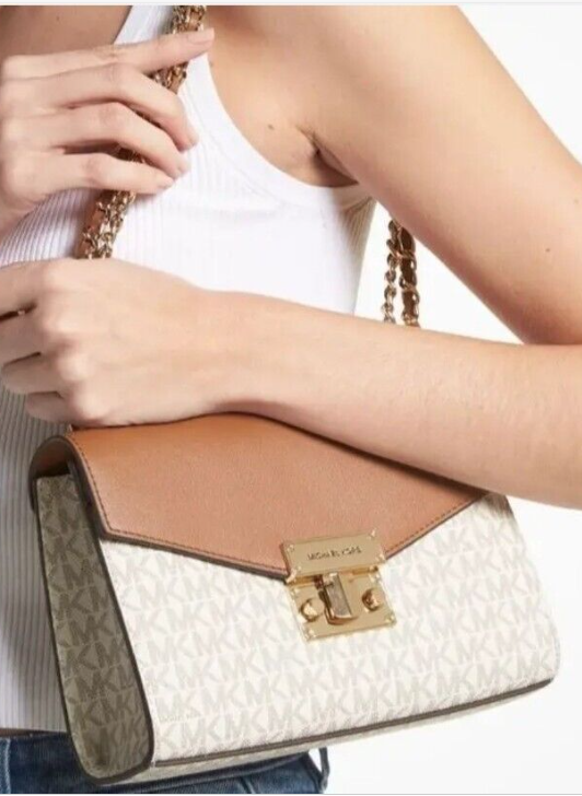 Rose Medium Logo and Faux Leather Shoulder Bag