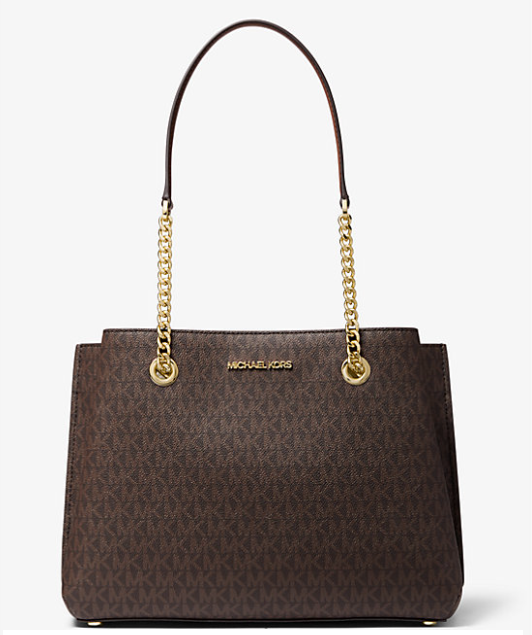 Teagan Large Pebbled / Logo Leather Shoulder Bag